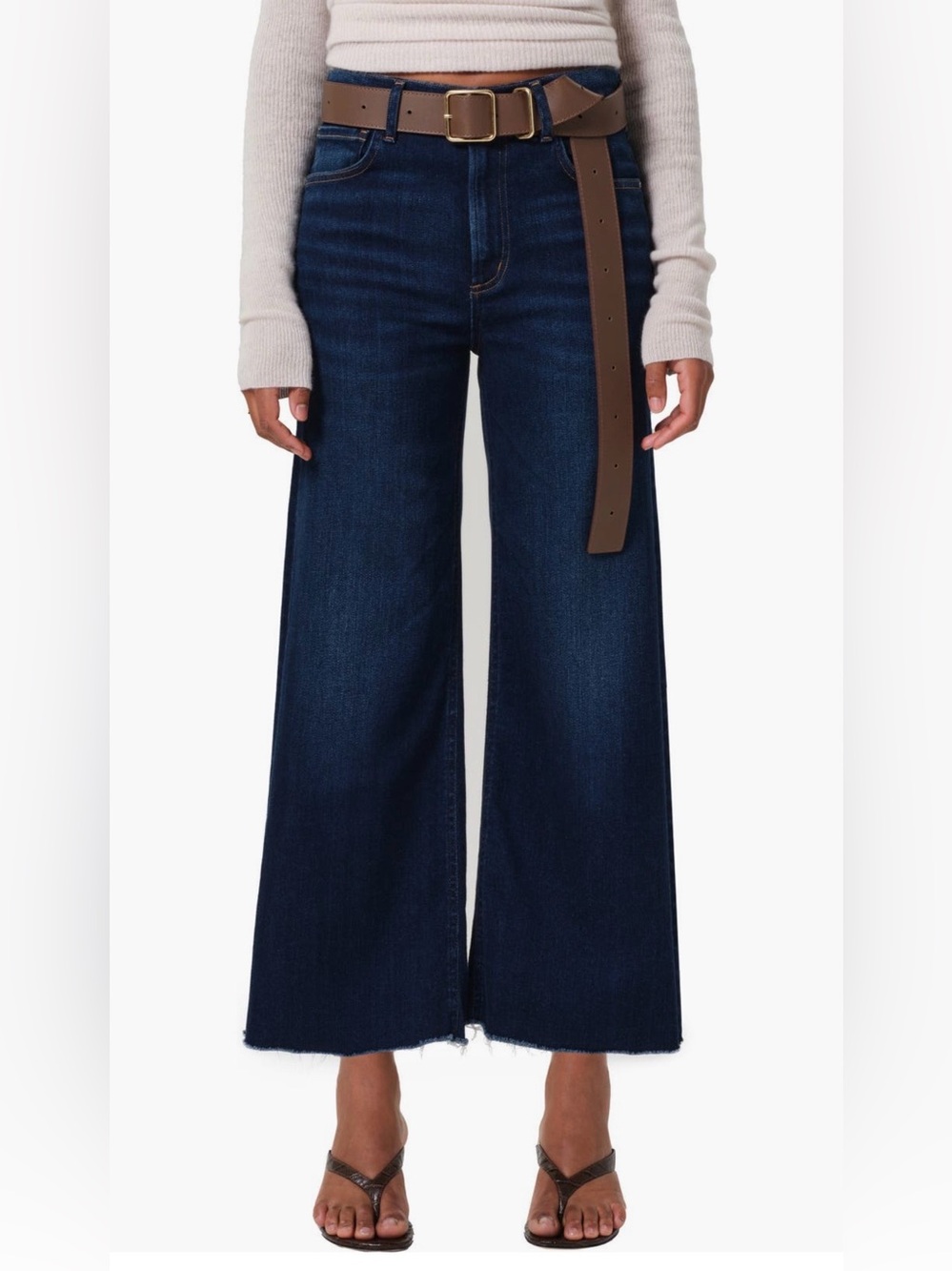 Citizens of Humanity Lyra Raw Hem High Waist Crop Wide Leg jeans | 25